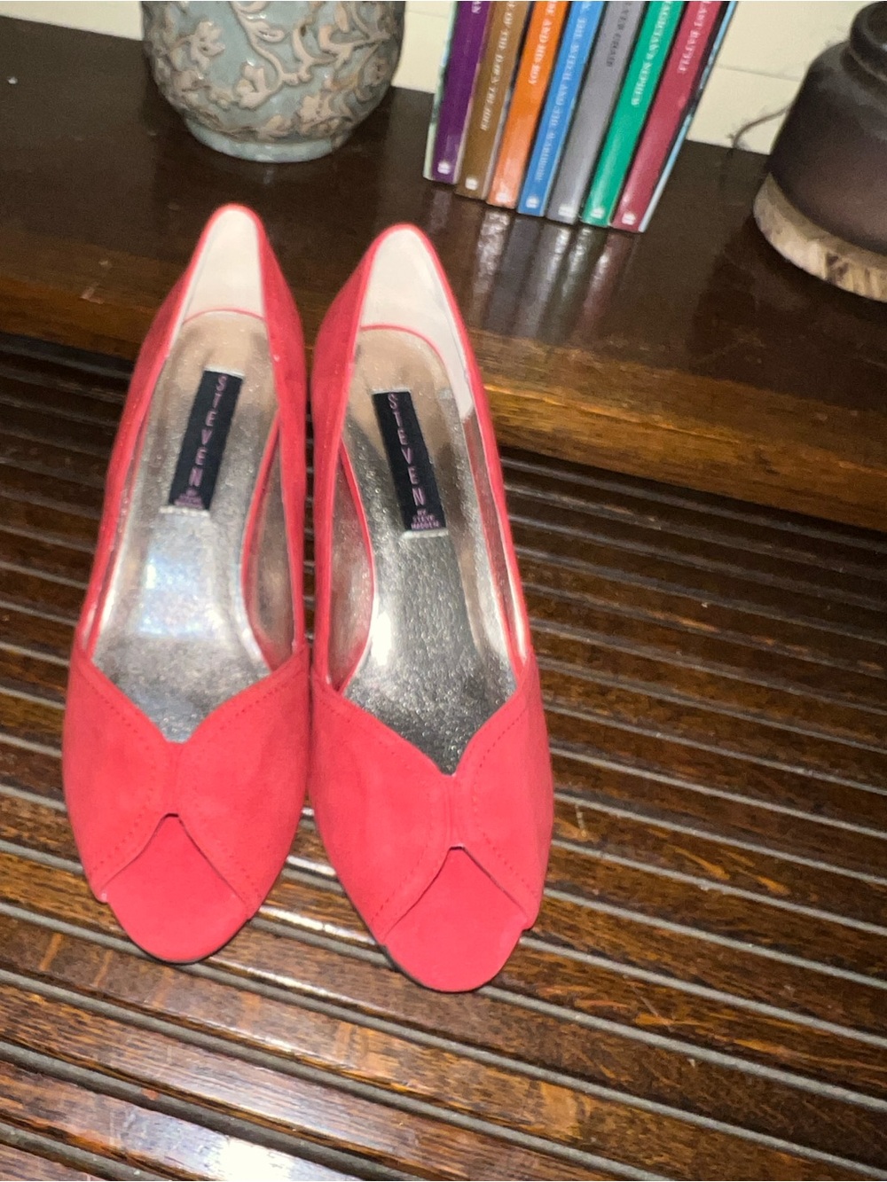Steve Madden Red Suede Peep-Toe Heels